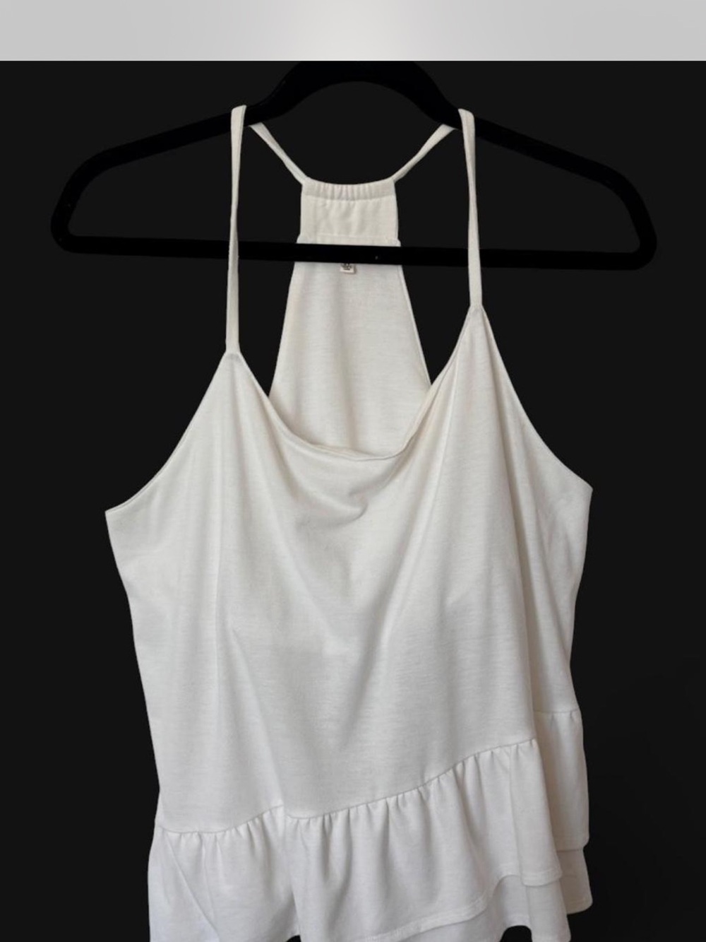 Copper Key White Ruffle-Hem Halter Cami
